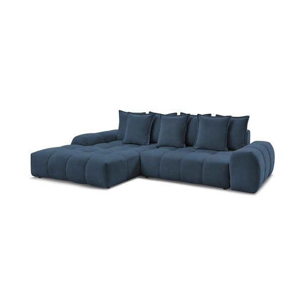 Colțar albastru închis extensibil/cu spațiu de depozitare cu tapițerie din chenille (cu colț pe partea stângă/cu șezlong) Everest – Bobochic Paris-image-3