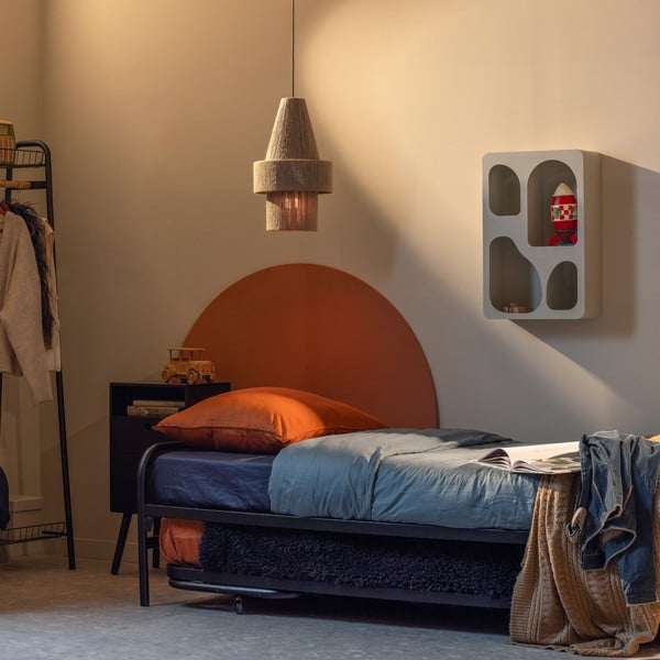 Pat negru din metal pliabil cu somieră 90x200 cm Lucy – WOOOD-image-1