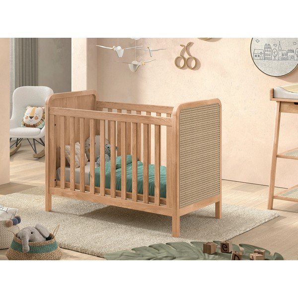 Pătuț în culoare naturală cu înălțime reglabilă 60x120 cm Woods – Vipack-image-1