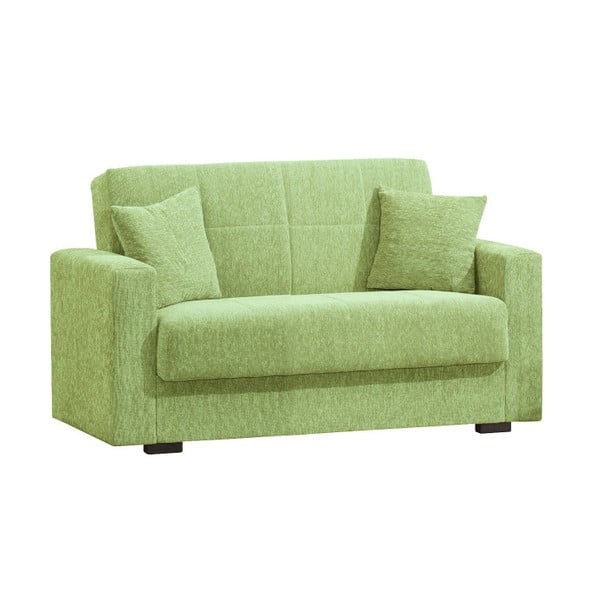 Canapea extensibilă de 2 persoane cu spaţiu de depozitare, Esidra Relax, verde