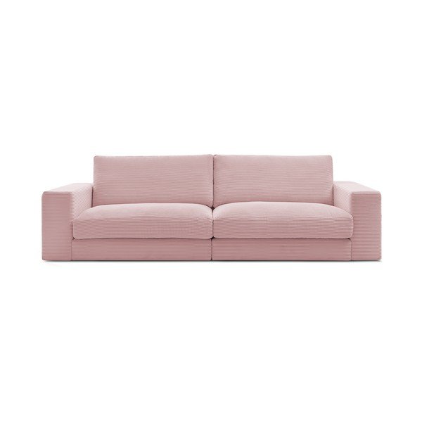 Canapea roz cu tapițerie din catifea reiată  274 cm Leonard – Bobochic Paris