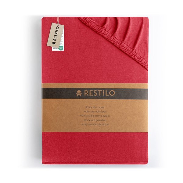 Cearceaf roșu din jerseu cu elastic 180x200 cm Amber – Restilo-image-4