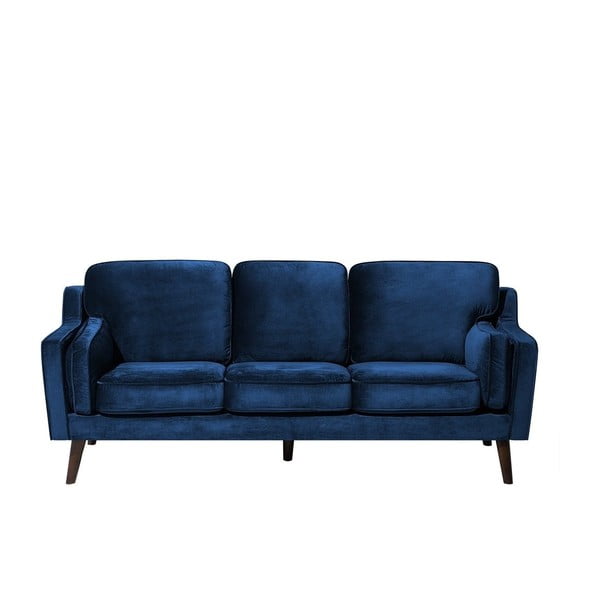 Canapea cu 3 locuri cu tapițerie din catifea Monobeli Steven, albastru marin