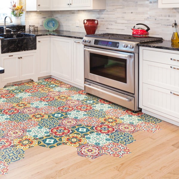 Set 10 autocolante de podea Ambiance Hexagons Lorena, 40 x 90 cm-image-3