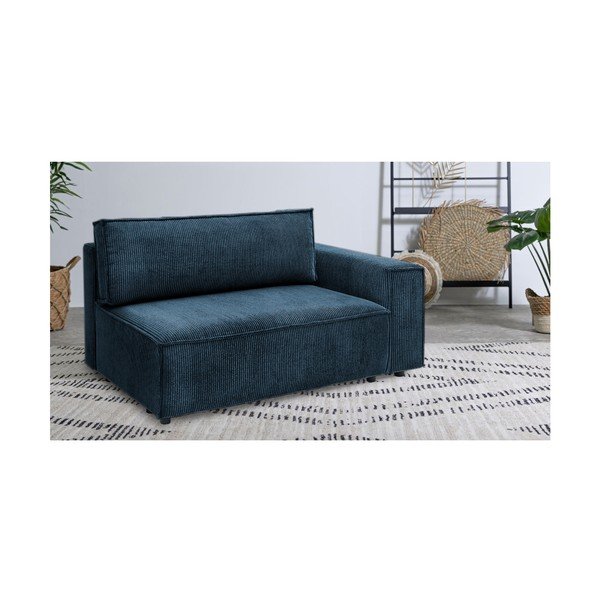 Modul pentru canapea albastru închis cu tapițerie din catifea reiată  (cu colț pe partea dreaptă) Nihad modular – Bobochic Paris-image-1