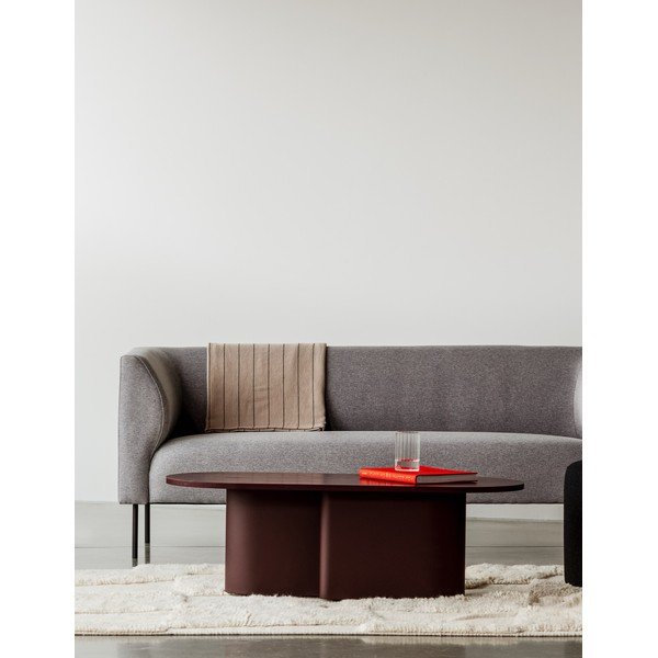 Măsuță de cafea burgundy cu blat cu aspect de lemn de stejar 50x115 cm Looi – noo.ma-image-1