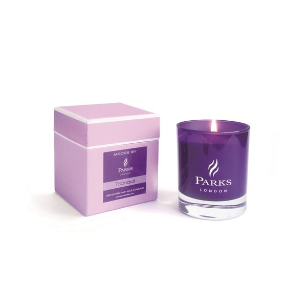 Lumânare Parks Candles London Moods Purple, 50 de ore de ardere, aromă de lavandă și iasomie 