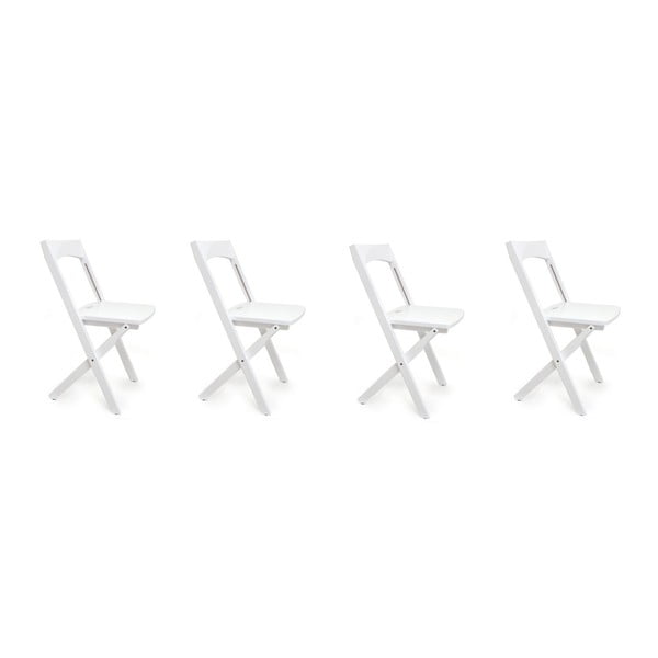 Set 4 scaune pliabile din lemn de fag Arredamenti Italia Diana, alb