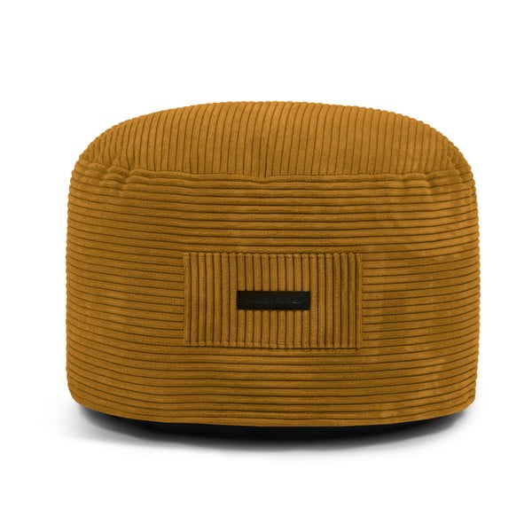 Taburet galben muștar cu tapițerie din catifea reiată Om 60 – SLOWDOWN