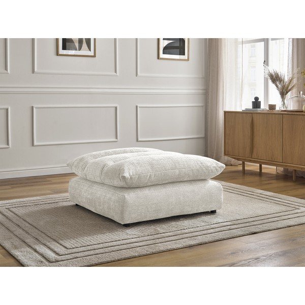 Taburet alb cu tapițerie din chenille Neil – Bobochic Paris-image-1