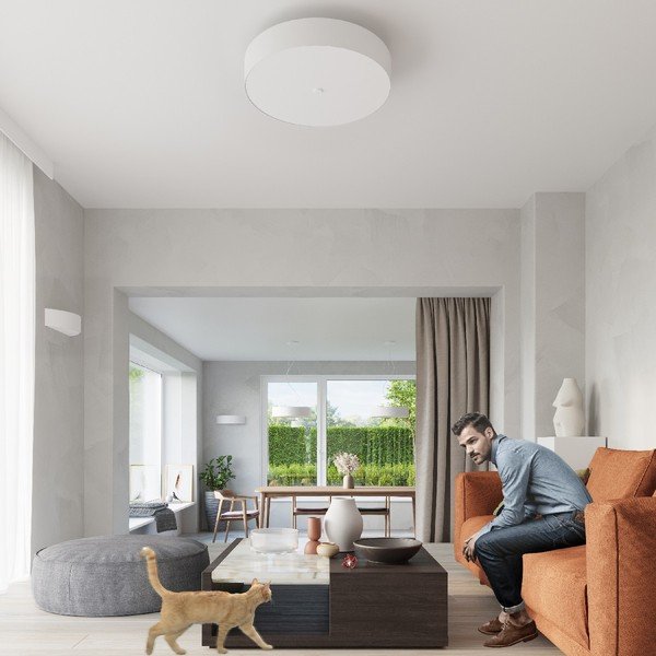 Plafonieră albă cu abajur din sticlă ø 50 cm Herra - Sollux-image-3