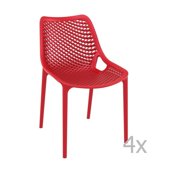 Set 4 scaune de grădină Resol Grid Simple, roșu