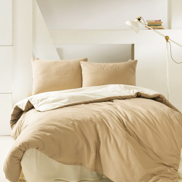 Lenjerie de pat din bumbac Suzy Camel, 160 x 220 cm