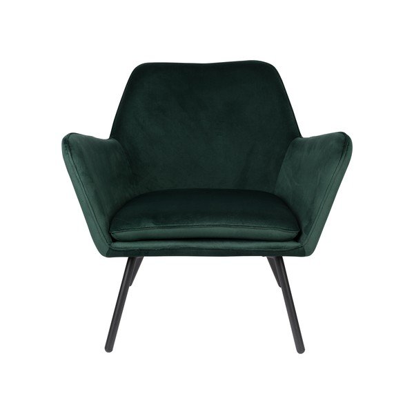 Fotoliu cu tapițerie din catifea White Label Bon, verde închis-image-2