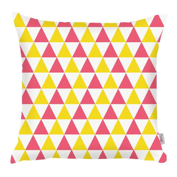 Față de pernă Mike & Co. NEW YORK Triangles, 43 x 43 cm, roz-galben