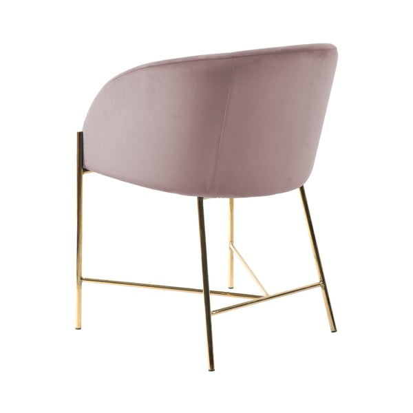 Scaun Interstil Nelson, roz pastel cu picioare aurii-image-3