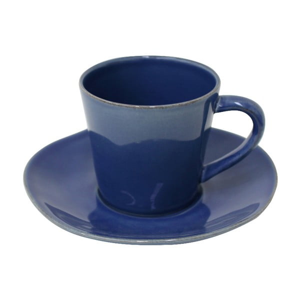 Ceașcă din ceramică cu farfurioară Costa Nova Denim, 190 ml, albastru închis