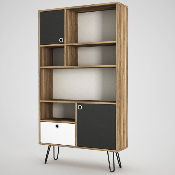 Bibliotecă în decor de lemn de nuc Karamel-image-1