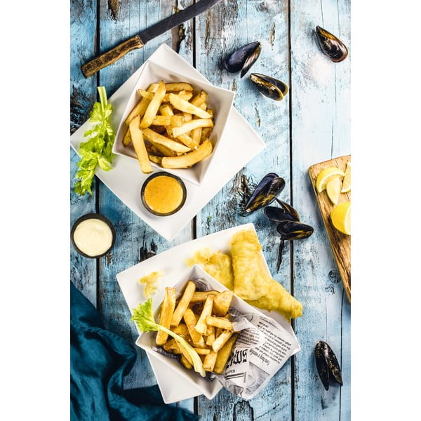 Farfurie adâncă din porțelan Maxwell & Williams East Meets West, 21,5 x 21,5 cm, alb-image-3