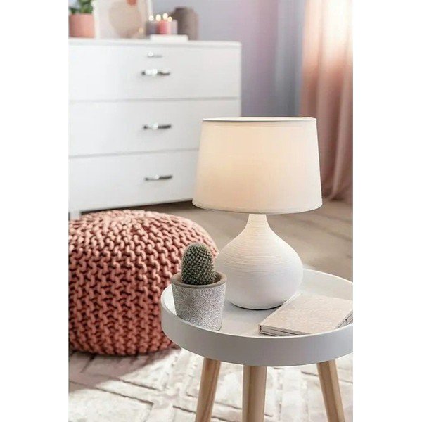 Veioză din ceramică și pânză Reality Martin, înălțime 29 cm, alb-image-1