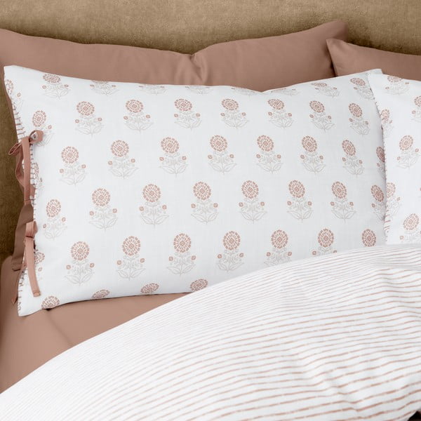 Lenjerie de pat albă pentru pat dublu/extinsă 230x220 cm Woodblock Floral – Pineapple Elephant-image-3