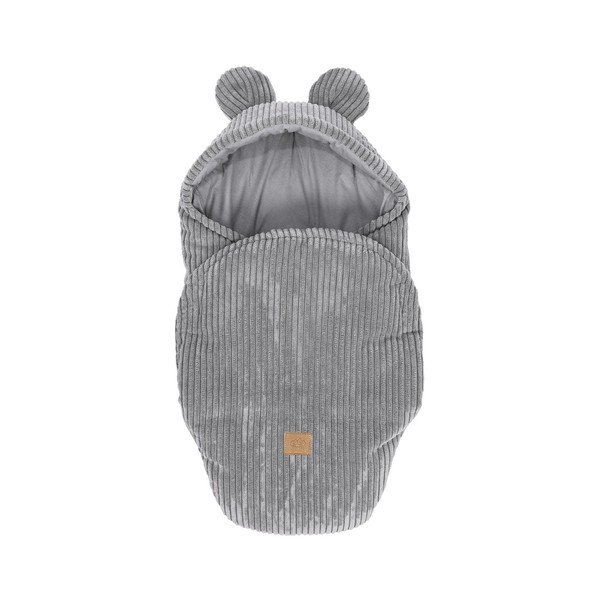 Păturică de înfășat gri din catifea reiată 45x80 cm – Meowbaby