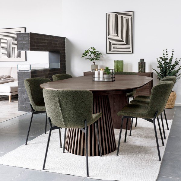 Masă de dining rotundă extensibilă cu blat cu aspect de lemn de stejar ø 120 cm Osaka – House Nordic-image-1