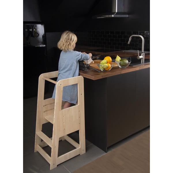 Turn de învățare în culoare naturală din lemn masiv de pin Montessori – Little Nice Things-image-1