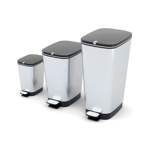 Coș de gunoi argintiu cu pedală din plastic 45 l Chic Bin – KIS-image-3