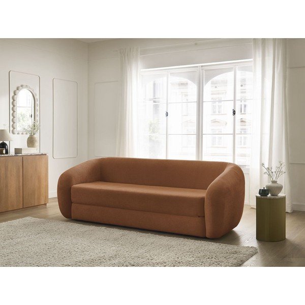 Canapea portocalie extensibilă cu tapițerie din chenille 228 cm Neyo – Bobochic Paris-image-1