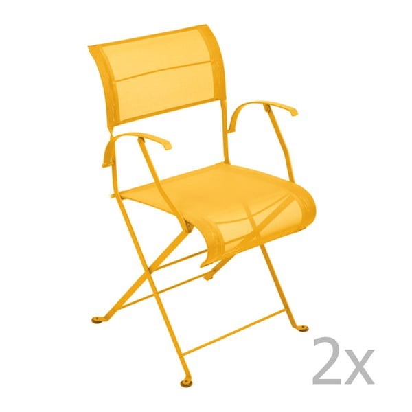 Set 2 scaune pliante cu mânere Fermob Dune, galben