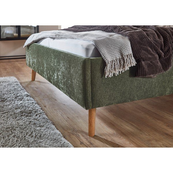Pat matrimonial kaki tapițat cu spațiu de depozitare cu somieră 180x200 cm Nova – Meise Möbel-image-4