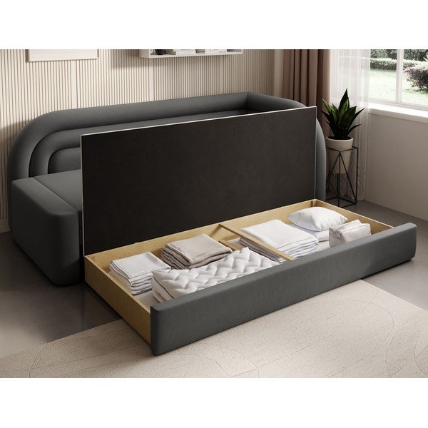 Canapea taupe extensibilă/cu spațiu de depozitare cu tapițerie din catifea cu colț pe partea dreaptă 223 cm Fabillo – ELTAP-image-4
