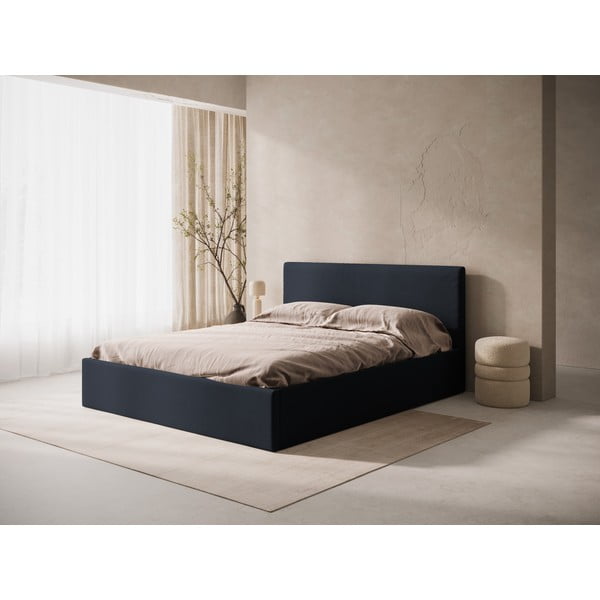 Tăblie de pat albastru-închis tapițată 210,5x100 cm Remo – Micadoni -image-1