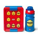 Set caserolă pentru gustări și sticlă LEGO® Iconic, roșu-albastru