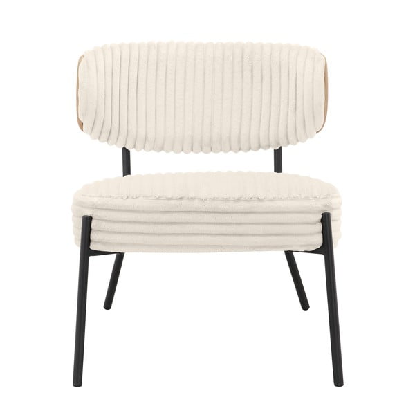 Fotoliu cu taburet crem cu tapițerie din catifea reiată Jerry – Støraa-image-3