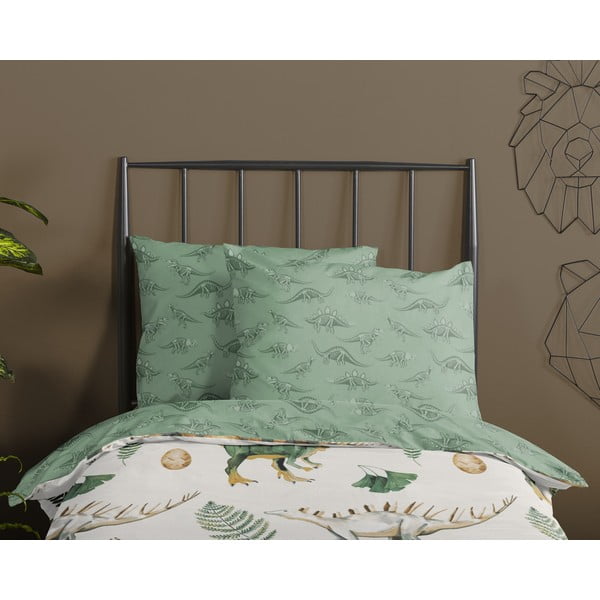 Lenjerie de pat pentru copii verde-bej din bumbac pentru pătuț 100x135 cm Gabi – Good Morning-image-2