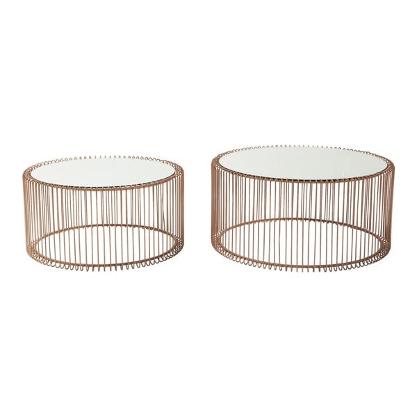 Măsuțe de cafea arămii 2 buc. rotunde ø 69,5 cm Wire Big – Kare Design-image-4