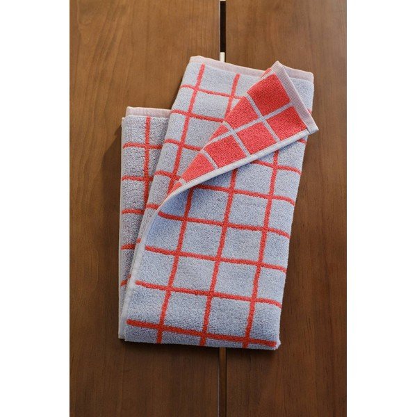 Prosop roșu/albastru deschis din bumbac 50x70 cm Grid – Jotex-image-1