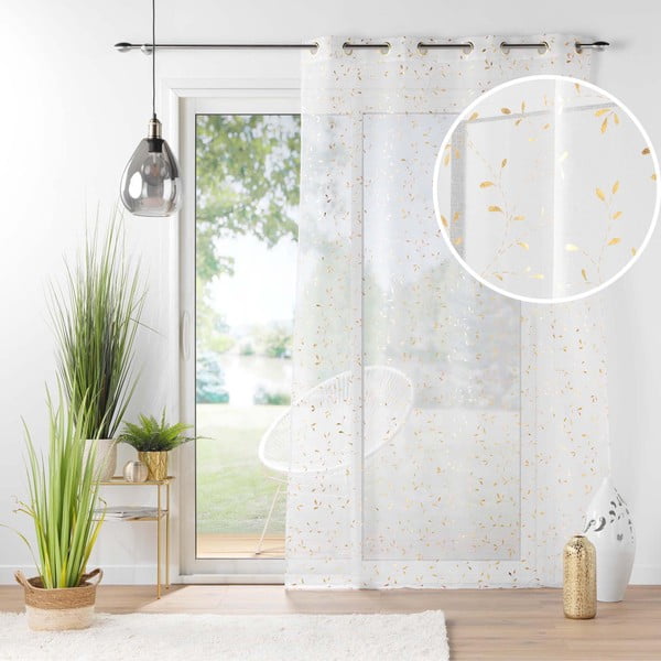 Perdea albă-aurie din voal 140x240 cm Floressia – douceur d'intérieur-image-4
