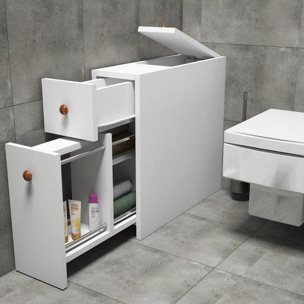 Dulap retractabil pentru baie Smart, alb-image-1
