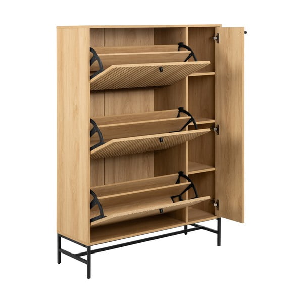 Pantofar în culoare naturală cu deschidere înclinată cu aspect de lemn de stejar 99x140x35 cm Albany  – Actona-image-3