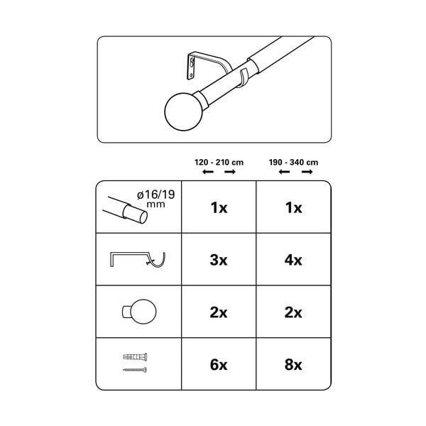 Galerie de perdea 120 - 210 cm din metal Koule - Gardinia-image-2