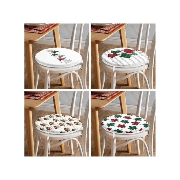 Perne de scaun 4 buc. ø 40 cm  cu model de Crăciun Tartan – Mila Home-image-4