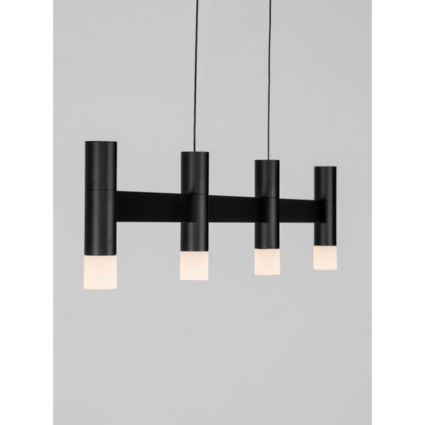 Lustră negru-mat LED cu intensitate reglabilă din aluminiu cu abajur din sticlă acrilică Poetic – Nova Luce-image-2