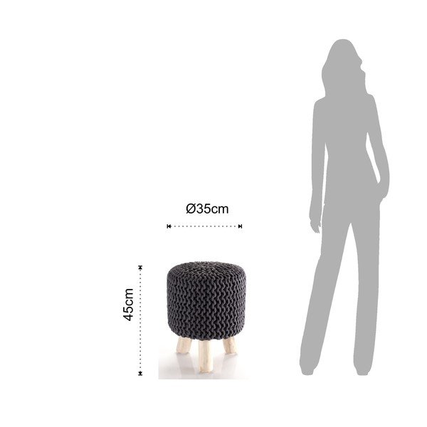 Taburet tricotat Tomasucci Knit, gri-image-1
