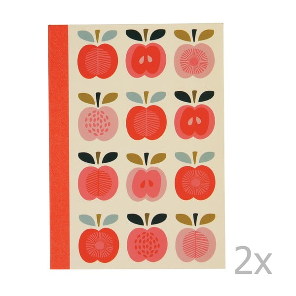 Set 2 caiete exerciții tip dictando cu imprimeu cu mere Rex London Vintage Apple