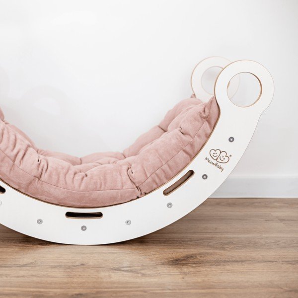 Leagăn alb-roz din lemn de pin 39x75x38 cm Montessori – Meowbaby-image-2