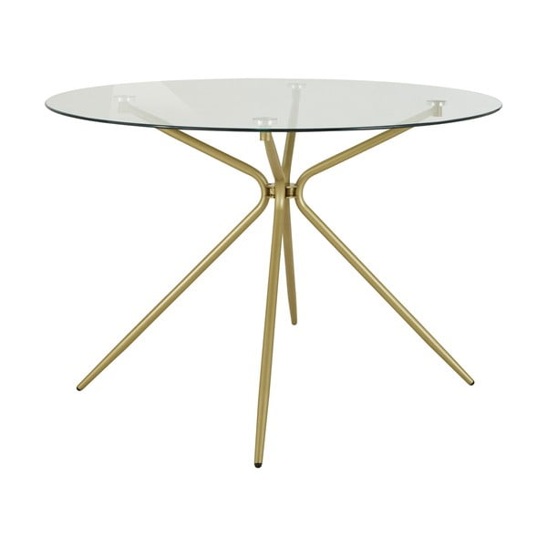 Masă de dining aurie rotundă cu blat din sticlă ø 110 cm Silvie – Støraa