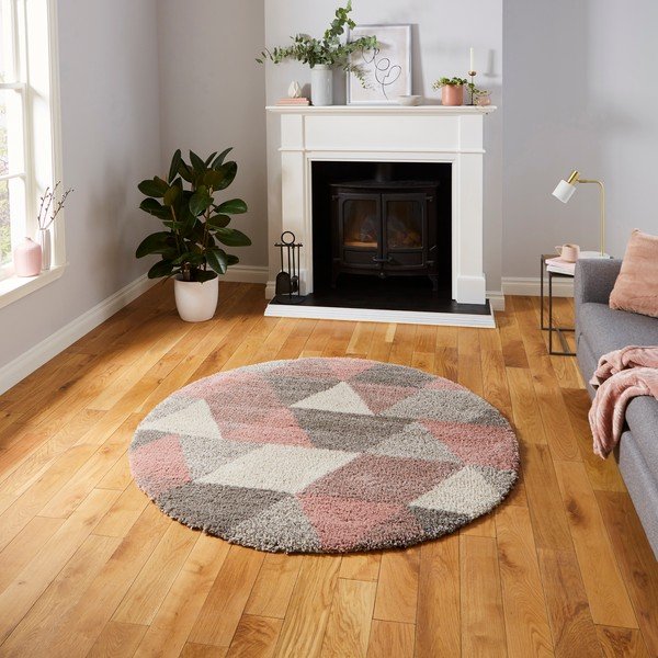 Covor Think Rugs Royal Nomadic Triangle, ø 160 cm, roz-gri-image-1